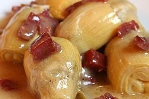 Foto de la receta de alcachofas con jamón ibérico Receta de alcachofas con jamón ibérico