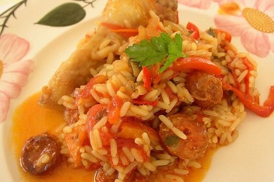 Foto de la receta de arroz con chorizo y pollo Receta de arroz con chorizo y pollo