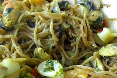 Foto de la receta de espaguetis con calamares Receta de espaguetis con calamares