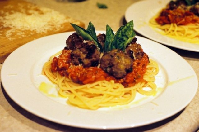 Foto de la receta de espaguetis con carne Receta de espaguetis con carne