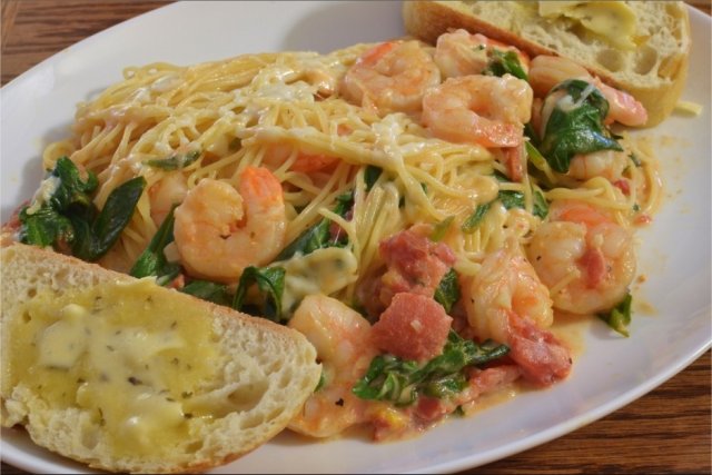 Foto de la receta de espaguetis con gambas Receta de espaguetis con gambas