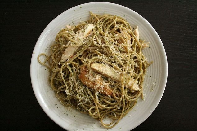 Foto de la receta de espaguetis con pollo Receta de espaguetis con pollo