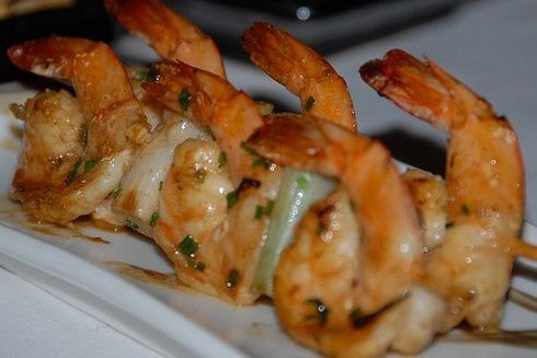 Foto de la receta de langostinos flambeados Receta de langostinos flambeados