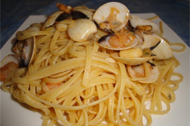 Foto de la receta de tallarines con gambas Receta de tallarines con gambas