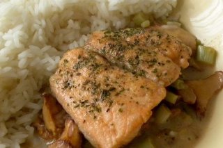 Receta de arroz cocido con salmón