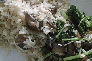 Receta de arroz con espinaca y berenjena