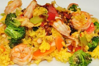 Receta de arroz con langostinos y verduras