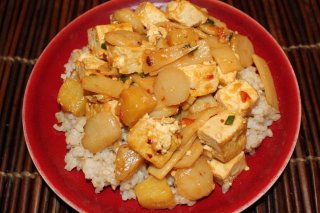 Receta de arroz con tofu y bambú