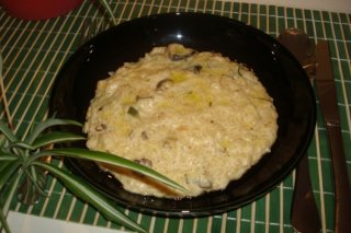 Receta de arroz meloso de setas y calabacín