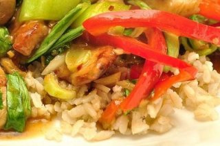 Receta de arroz salteado con pimientos