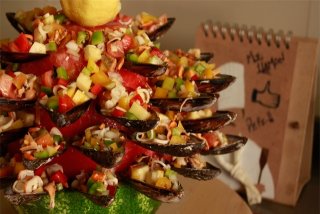 Receta de mejillones a la vinagreta pinchados en sandía