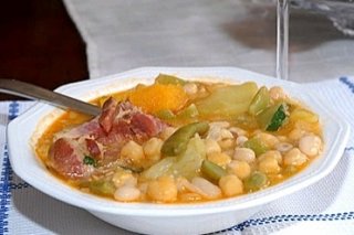 Receta de olla gitana de garbanzos y alubias