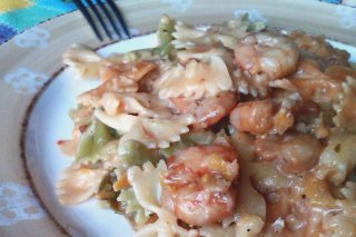 Receta de pasta con gambas a la soja