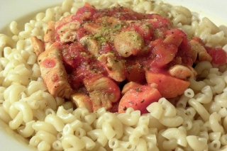 Receta de pasta con pollo y champiñones