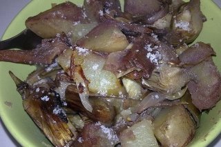 Receta de patatas asadas con alcachofa