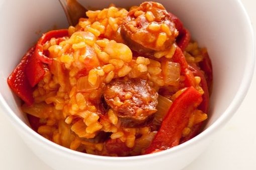 Receta de Arroz con chorizo y pimientos