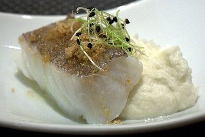 Receta de Bacalao con puré de coliflor