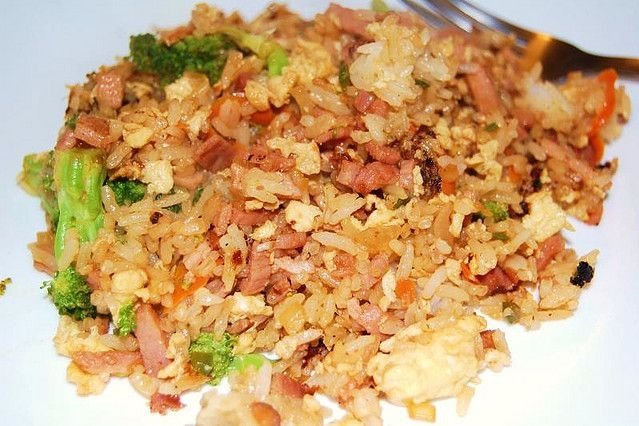 Receta de Revuelto de arroz con jamón